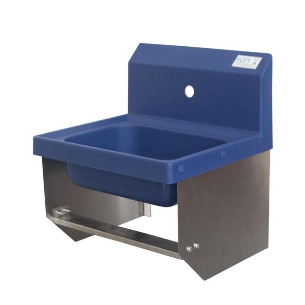 Bk Resources IONTM Blue Antimicrobial Hand Sink w/Knee Valve Brackets, 1 Hole APHS-W1410-BKK